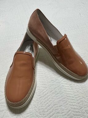 TOD'S Pink/Champagne/brown Suede Patent Leather Slip On Sneakers EU 37